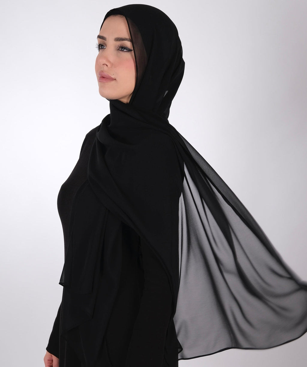 Black Chiffon Scarf